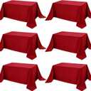 6-Pack Red Tablecloths for Rectangle Tables, 90 x 132 Inches, Stain-Resistant Polyester Fabric for 8 Foot Tables - Washable Table Covers for Weddings, Banquets, Birthday Parties, Events