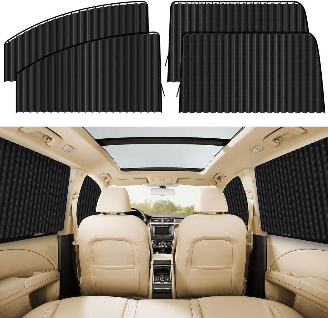 ZATOOTO 4 PCS Side Window Sun Shade Black Privacy Sunshade - Magnetic Curtain Blinds Covers - Keeps Cooler Screen for Sleeping Camping Accessories