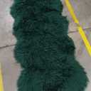 EasyJoy Ultra Soft Fluffy Shaggy Area Rug Faux Fur Rug Chair Cover Seat Pad Fuzzy Area Rug for Bedroom Floor Sofa Living Room (2 x 6 ft Sheepskin, Dark Green)