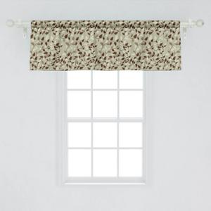 Lunarable Leaf Window Valance Pack of 2, Pattern Vines Leafage Nature Curvy Branches Plants Garden Floral Illustrated Art, Rod Pocket Curtain Valances for Kitchen Bedroom, 54" X 18", Brown Beige (54"W x 18"L (Pack of 2))