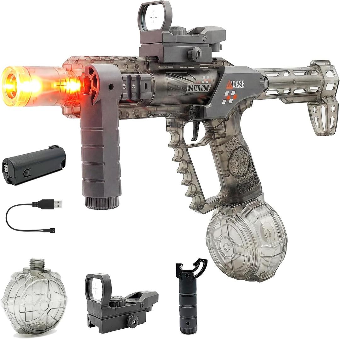 Electric Water Gun, Rifle Style Automatic Water Blaster with 320ml Tank, Motorized Squirt Guns up to 30 FT Range, Summer Outdoor Pool Backyard Party Toys for Kids and Adults, Medium