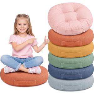 Colingmill 6pcs 20" Floor Cushions for Kid, Flexible Seating, Round, Large