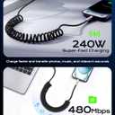 chubbycable Curly Chubby 120W Coiled USB C Fast Charging Cable Durable Braided Charger Cord for Car Compatible with iPhone 17-15 Series iPad, Pink, USB-A to Type-C, 2.13FT-6.56FT