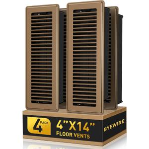 4x14 Floor Register Vent - Heavy Duty Steel Vent Covers for Home Floor and Wall - Adjustable HVAC Vents with Smooth Edges - Rust-Resistant Walkable for Home & Office - 4 Pack (Brown)