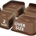 HANIHUA 4 Pack Dark Brown Bed Risers 2 inch Heavy Duty, Oversized Furniture Risers, Bed Lifts Risers for Table, Sofa, Chair, Couch, Desk, Bed Frame Risers Supports Up to 6,500 Lbs