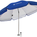 AMMSUN Chair Umbrella with Universal Clamp Adjustable 47 inches and 360° Swivel & UPF 50+ Protection Portable Sun Umbrella, Secure Clip on Camping/Beach Chairs, Stroller, Wheelchair, Golf cart, Lounger, Blue, Large-sized