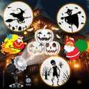 Pickmesh 10 in 1 Halloween Projector Light LED Holiday Projector Light Movement Projection Lamp Waterproof Decorative Rotation Lighting with 10 HD Effects for Holiday Garden Supplies