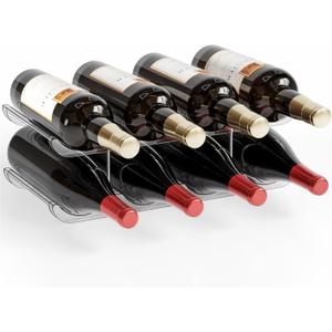 Yieach 2 Tier Stackable Wine Racks Countertop,Sturdy and Durable Wine Rack Free Standing Floor for Inside Cabinet,Clear Water Bottle Organizer and Wine Storage Racks Holder for Pantry,Table,Kitchen
