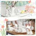 Nuenen 8 Pcs Easter Bunny Decorations Mini Ceramic Rabbit Figurine Decor Vintage Bunny Figurine 3.5 Inch Spring Easter Porcelain Modern Home Decor for Living Room, Bedroom, Office Desktop(White)