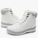 hash bubbie Women's White Combat Boots Black Platform Boots Non Slip Waterproof Ankle Boots Fall Winter Hiking Boots Fuzzy Snow Boots for women with Zipper Size 8