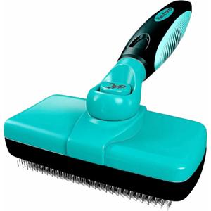 Hertzko Dog Brush for Shedding - Self Cleaning Slicker Brush for Dogs and Cats - Gently Removes Loose Hair, Tangles, and Dirt - Grooming Comb Suitable for Long or Short Coats - Aqua