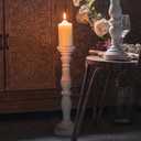 White Rustic Candle Holders for Pillar Candles,18-Inch Vintage Wooden Candle Holders Pillar, Candle Holder for Candle sticks, Farm house Style Accent Decor, Gift for Home (1Piece, 5.5" x 5.5" x 18.3")