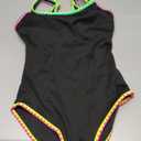 popvil Women's One Piece Swimsuits Tummy Control -Slimming Bathing Suit Neon 1 Piece Beach Outfit Sexy Sport Swim Suits (Medium, Black)