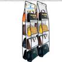 purse organizer, 2Pack, purse organizer for closet,NEW improved Larger, purse storage, Heavy Duty Hooks,handbag organizer, Space-Saving Design, closet organizer, Visibility, White/Black