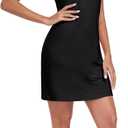 VintageClothing Womens Full Slip Tank Top Dress Soft Slip Under Dress Wide Straps Lingerie Nightgown (Black, L)