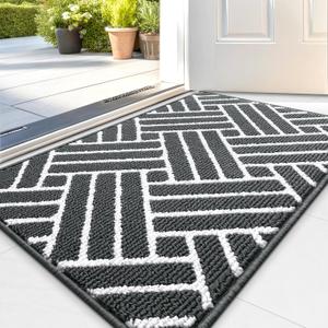 OLANLY Indoor Door Mat, 36x24 Inch, Dirt Resistant and Absorbent, Non-Slip Rubber Backing Floor Mats, Easy Clean Low-Profile Doormat for Entryway, Front Door, and Inside Entrance, Charcoal