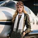 4Pcs Aviator Costume Accessories,Aviator Hat With Goggles White Scarf Brooch,Pilot Cap for Adults Halloween Party (Brown)