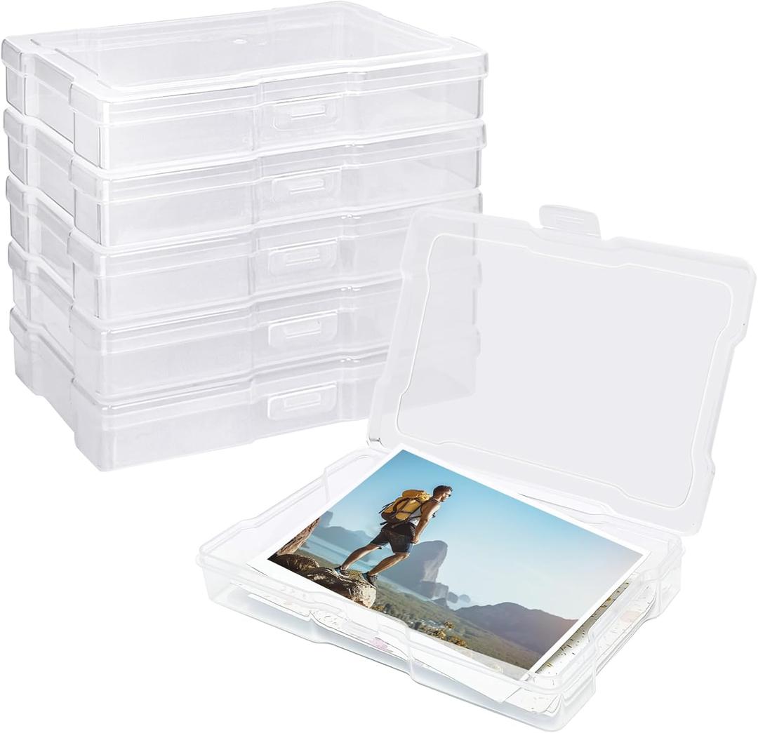 YOIYINI 6Pcs Photo Storage Containers,Photo Storage Craft Keeper,4" x 6" Photo Storage Boxes,Plastic Photo Case for Cards,Stamps,Pictures,Photos,Scrapbooking (6)