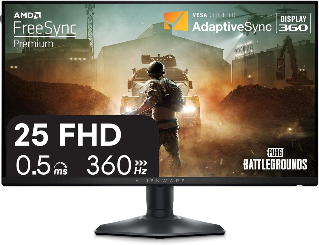 Alienware 25 Gaming Monitor AW2523HF 24.5" IPS LED Full HD (1920  1080) 360Hz Display - AMD FreeSync - VESA - Monitor (USB, HDMI) Height/Tilt/Swivel/Pivot Adjustability - Dark side of the Moon