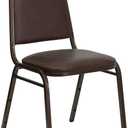Flash Furniture HERCULES Series Trapezoidal Back Stacking Banquet Chair in Brown Vinyl - Copper Vein Frame (Set of 1)