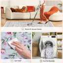 Washable Purple Green Area Rug 5'7' Boho Large Living Room Rug Lilac Lavender Floral Non-Slip Soft Oriental Vintage Color Bedroom Carpet Dining Room Nursery Home Office Indoor Decor