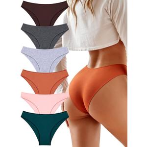 UNDER THE SEA Cotton Underwear for Women 6 Pack Sexy Bikini High Cut Breathbale Cheeky Panties Underwear Womens Lingerie (M)