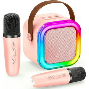 IROO Mini Karaoke Machine for Kids, 2025 TOP Toys Birthday Gifts Ideas for Girls Ages 4, 5, 6, 7, 8, 9, 10, 12+ Years Old, Portable MP3 Player with 2 Wireless Mics for Party((Pinkcolor) (Pinkcolour)