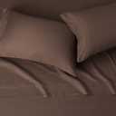 Amazon Basics Breathable Soft Microfiber 4 Piece Bed Sheet Set with 14-Inch Deep Pockets, Wrinkle Resistant, Full, Chocolate, Solid