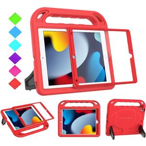 BMOUO Kids Case for New iPad 10.2 2021/2020/2019-iPad 9th/8th/7th Generation Case with Built-in Screen Protector,Shockproof Lightweight Handle Stand Kids Case for iPad 10.2" 2021/2020/2019 Latest-Red
