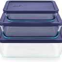 Pyrex Simply Store (2-Pack) Rectangular Glass Food Storage Containers Set, (3 & 11 Cup) Meal Prep Containers With BPA-Free Lids, Dishwasher & Microwave Safe Missing Lid