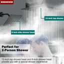 12 & 8 Inch Dual Heads Shower System Full Body Shower System with Handheld Sprayer, Body Jets Shower Faucet Set with Digital Display Valve,Matte Black