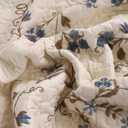 vctops 100% Cotton Quilted Throw Blanket 50x60 Inch Floral Embroidered Reversible Patchwork All Season Throw (Blue,50"x60")