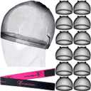 HD Black Wig Cap 12 Pcs Wig Caps For Women Transparent Wig Cap For Lace Front Wig Invisible Stocking Caps Sheer Wig Cap with Elastic Wig Band Set Wig Accessories12 HD Wig Caps+1 Wig Band