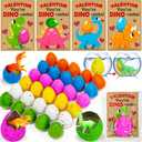 30 Pack Valentines Day Gifts for Kids, Dinosaur Egg Hatching with Valentines Cards for Kids Classroom Class Exchange School Prizes Toddler Girls Boys Funny Dino Valentines Cards Party Favors Gift
