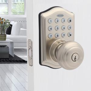 Honeywell Digital Entry Keypad Door Lock with Door in Satin Nickel, 8732301L