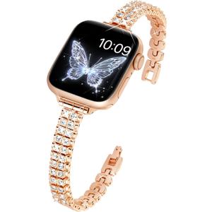 Slim Bling Band Compatible with Apple Watch Bands for Women Size: 42mm(Series 11/10) 41mm 40mm 38mm, Diamond Metal Apple Watch Band for iWatch Series 11 10 9 8 7 SE 6 5 4 3 2 1, Ultra 3 Ultra2 Ultra