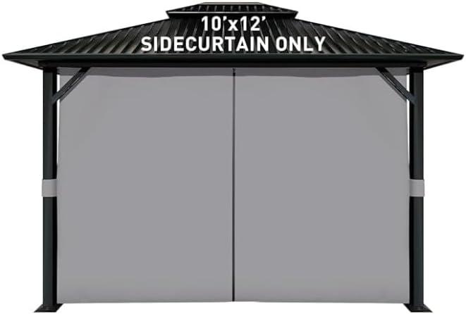 Gazebo Universal Replacement Privacy Curtain  10' x 10' Gazebo Side Wall Outdoor Privacy Panel with Zipper JVLJVL (Grey, 10 * 10ft) (Gray)