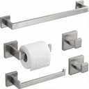 5 Piece Bathroom Hardware Set Brushed Nickel, SUS304 Stainless Steel Towel Bar Set, Modern Square Accessories with 16 Inch Rack Toilet Paper Holder Robe Hooks (Brushed Nickel)