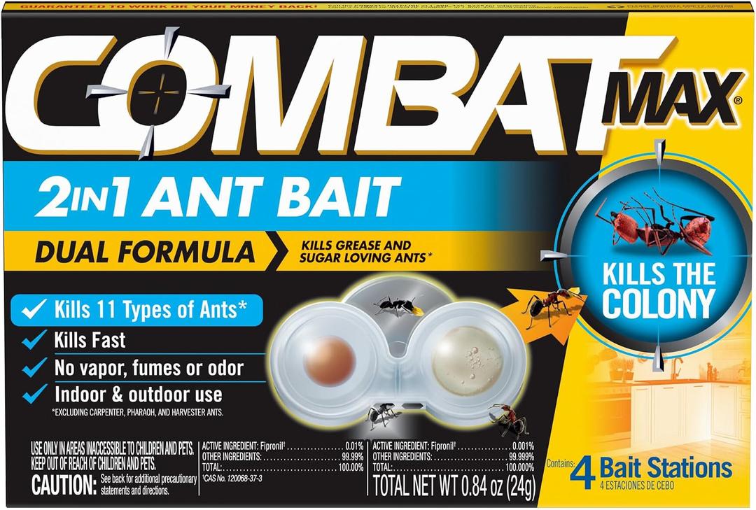 2 x Combat Max 2 in 1 Ant Bait Station, 4 Count
