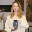 Trupoint Memorials Small Pet Urn for Dogs and Cats Ashes, Paws Print Grey Cremation Urns for Pets up to 17 lbs