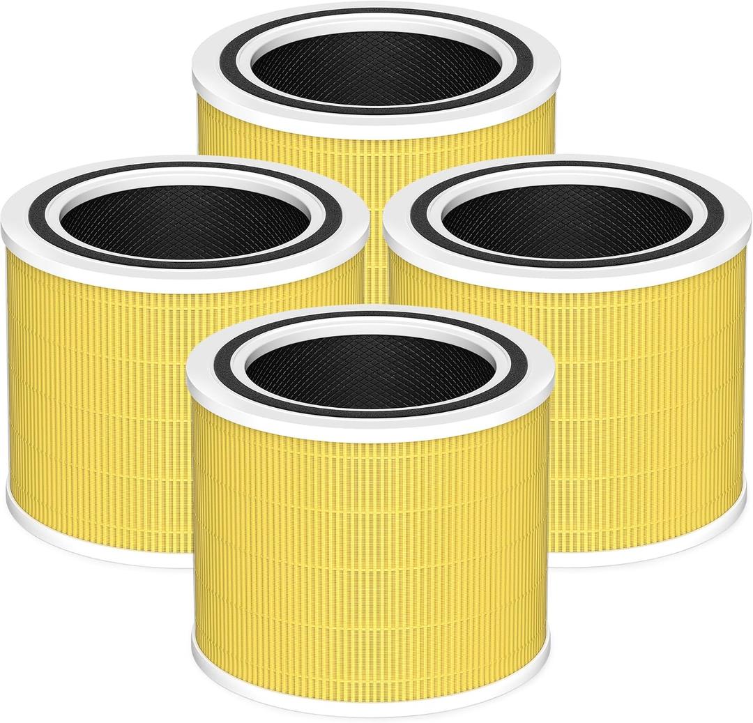 Core 200S Pet Care Replacement Filter Compatible with LEVOIT Core 200S and Core 200S-P Smart WiFi Air Purifier, 3-in-1 Grade Main Filter, Core 200S-RF-PA, Yellow, 4 Pack