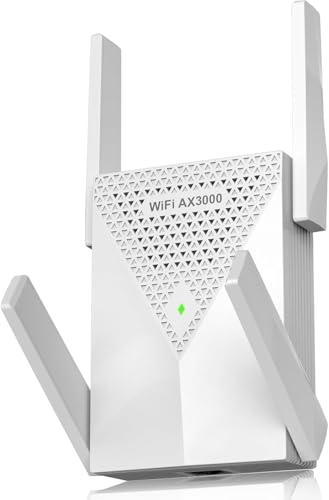 3000Mbps WiFi Extender-AX3000 WiFi 6 Extender Dual Band (2.4G/5.8G), Signal Booster with Gigabit Ethernet Port, Access Point, No Required App, Covers Up to 12,000sq.ft and 99 Devices WiFi Booster