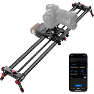 NEEWER 31.5"/80cm Motorized Camera Slider, App Wireless Control DSLR Carbon Fiber Dolly Rail Slider with 4400mAh F750 Battery (Charger Not Included), Support Video Mode, Time Lapse Photography, ER1-80