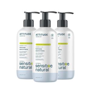 ATTITUDE Hand Soap for Sensitive Skin Enriched with Oat, EWG Verified, Dermatologically Tested, Vegan, Extra Gentle, Unscented, 16 Fl Oz (Pack of 3)
