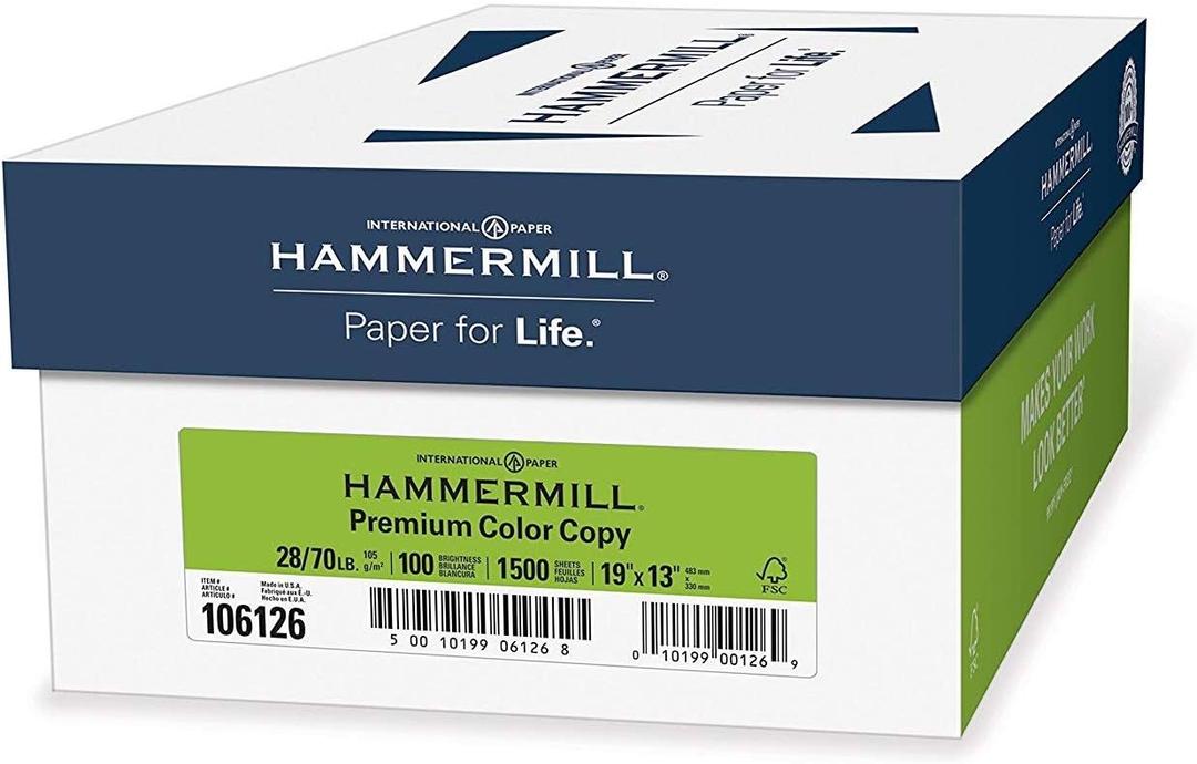 Hammermill Printer Paper, Premium Color 28 lb Copy Paper, 19 x 13 - 3 Ream (1,500 Sheets) - 100 Bright, Made in the USA, 106126C
