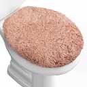 Microfiber Elongated Toilet Seat Cover 19.5"x 15" Machine Washable Solid Toilet Lid Cover Adjustable Rubber Backing Fits Most 18-19.5" L x 14-16" W Elongated Toilet Seat