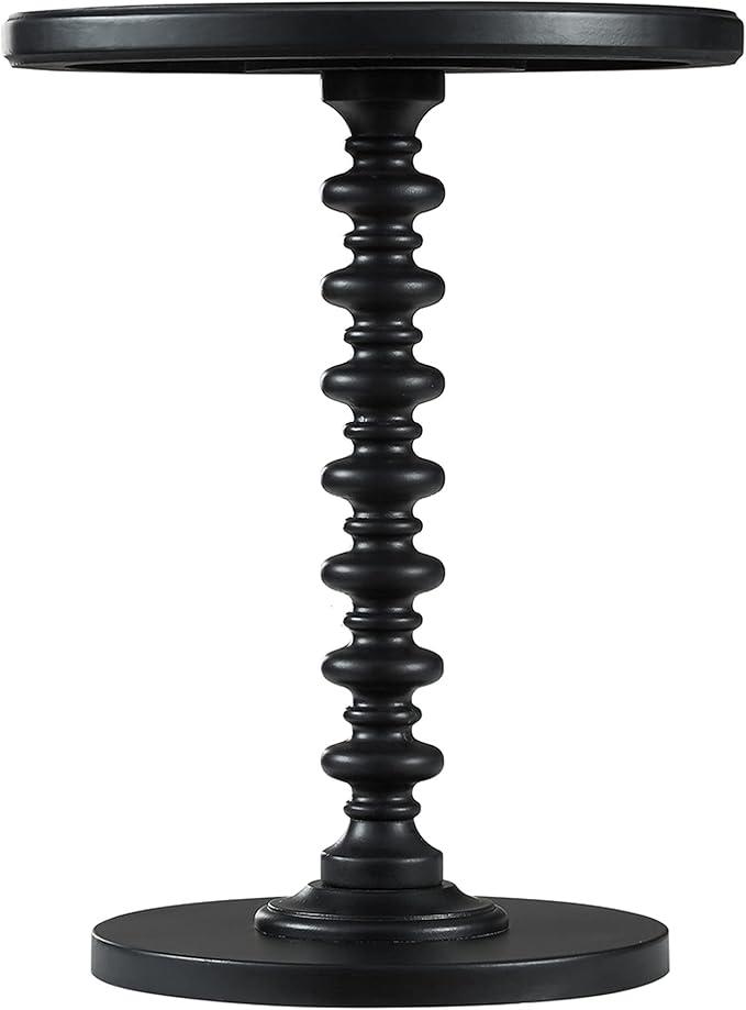 Powell Furniture Round Spindle Table, Black 17 x 22.25 x 17