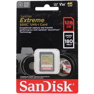 SANDISK 128GB Extreme SDXC UHS-I Memory Card - C10, U3, V30, 4K, UHD, SD Card - SDSDXVA-128G-GNCIN