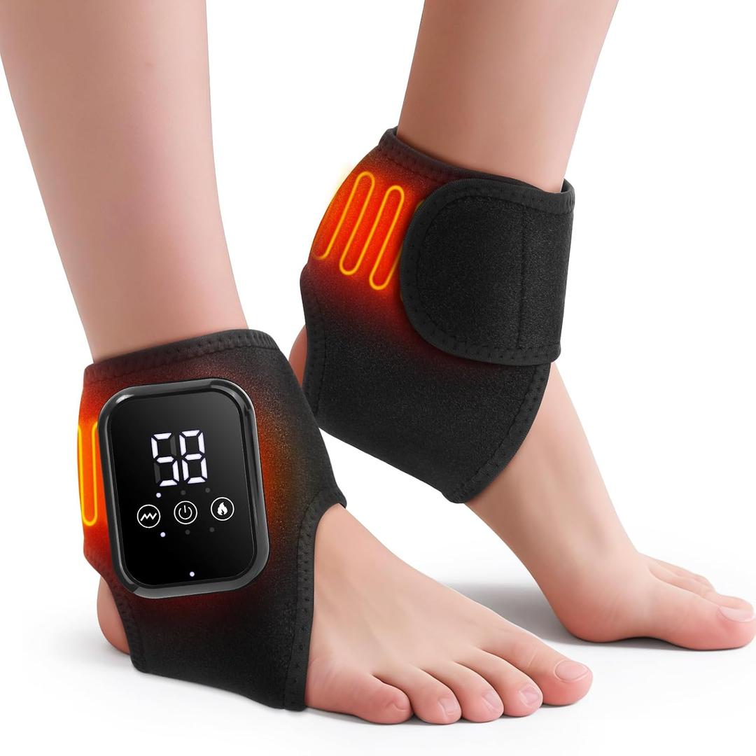 2PCS Foot Massager for Neuropathy, 3-in-1 Cordless Foot and Ankle Massager for Heel, Arch & Ankle Relief, 2000mAh Rechargeable, Black