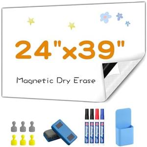 Babenoun Magnetic Whiteboard Contact Paper, 24" x 39" Stick on Magnetic Dry Erase White Board Sticker on Wall, Easy to Write for Kids Drawing, School, Office, Kitchen Fridge